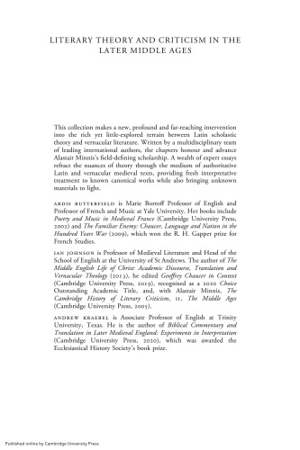 Literary Theory and Criticism in the Later Middle Ages. Interpretation, Invention, Imagination. Essays in honour of Alastair Minnis