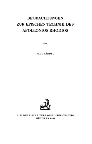 Beobachtungen zur epischen Technik des Apollonios Rhodios