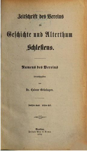 Zeitschrift des Vereins für Geschichte und Altertum Schlesiens