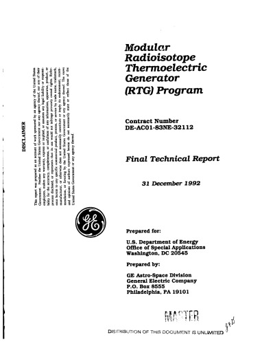 Modular RTG Program [final tech rpt]