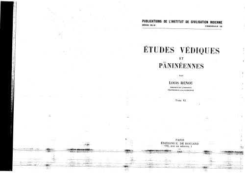 Etudes védiques et pāṇinéennes 6