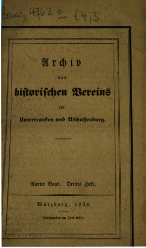 Archiv des Vereins des Historischen Vereins von Unterfranken und Aschaffenburg