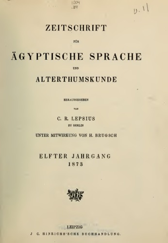 Zeitschrift für Ägyptische Sprache und Altertumskunde