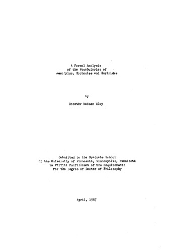 A formal analysis of the vocabularies of Aeschylus, Sophocles & Euripides