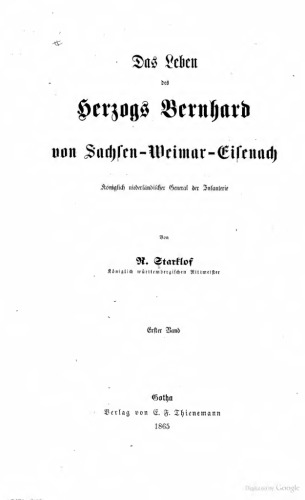 Das Leben des Herzogs Bernhard von Sachsen-Weimar-Eisenach