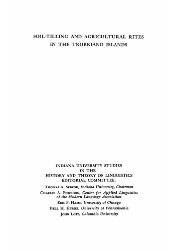 Soil-Tilling and Agricultural Rites in the Trobriand Islands