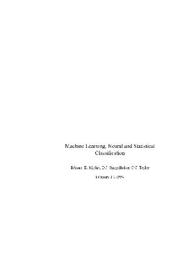 Machine learning, neural and statistical classification
