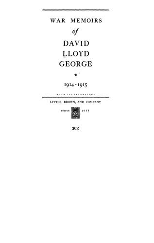 War memoirs of David Lloyd George 1914-1915
