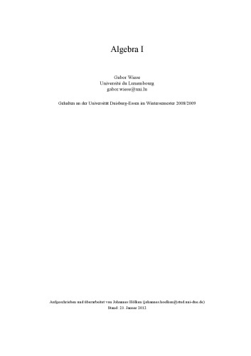 Algebra I [Lecture notes]