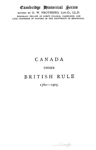 Canada under British rule 1760-1905