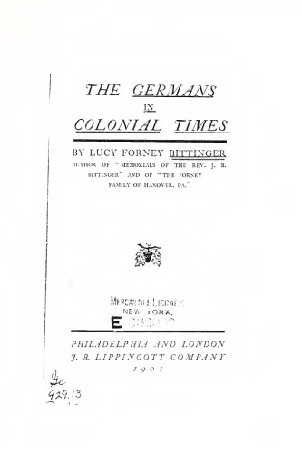 The Germans in Colonial Times