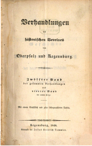 Verhandlungen des Historischen Vereins für Oberpfalz und Regensburg