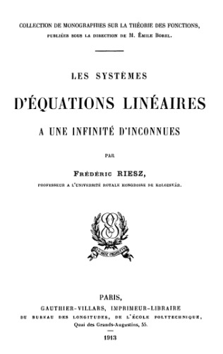 Les systèmes d’équations linéaires à une infinité d’inconnues none