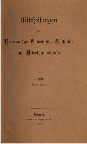 Mitteilungen des Verens für Lübeckische Geschichte und Altertumskunde