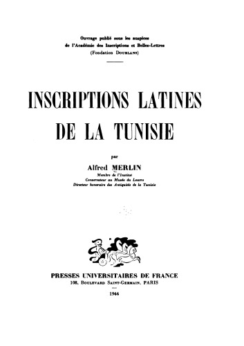 Inscriptions latines de la Tunisie