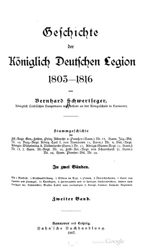 Geschichte der Königlich Deutschen Legion 1803-1816