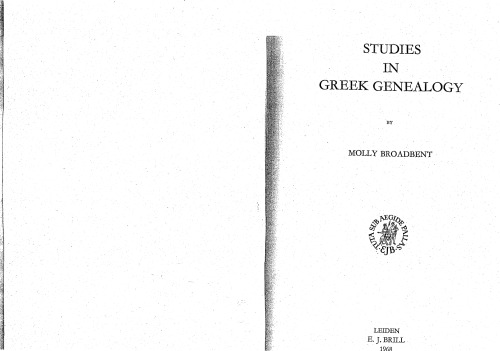 Studies in Greek Genealogy