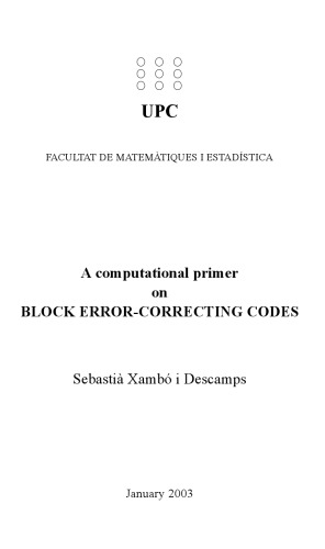 A computational primer on BLOCK ERROR-CORRECTING CODES [draft]