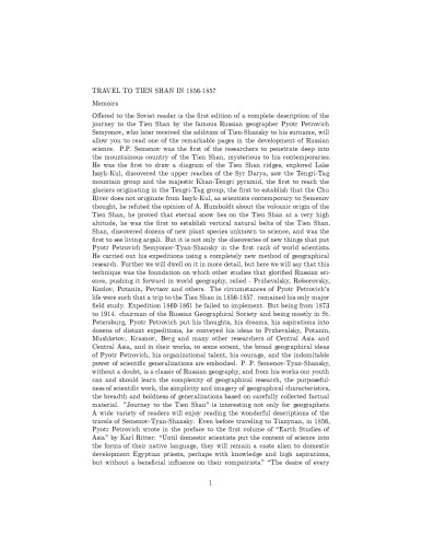 Travels in the Tian'-Shan', 1856-1857