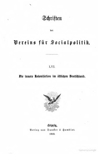 Die innere Kolonisation im östlichen Deutschland