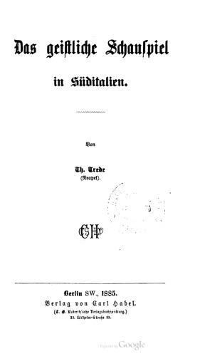 Das geistliche Schauspiel im südlichen Italien