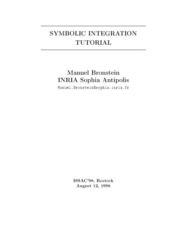 Symbolic integration tutorial