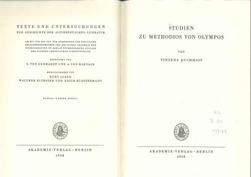 Studien zu Methodios von Olympos [Incomplete]