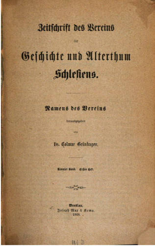 Zeitschrift des Vereins für Geschichte und Altertum Schlesiens