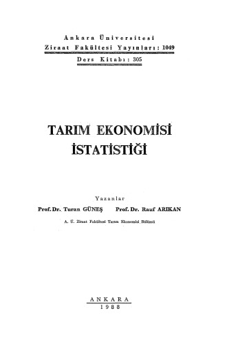 Tarım Ekonomisi İstatistiği