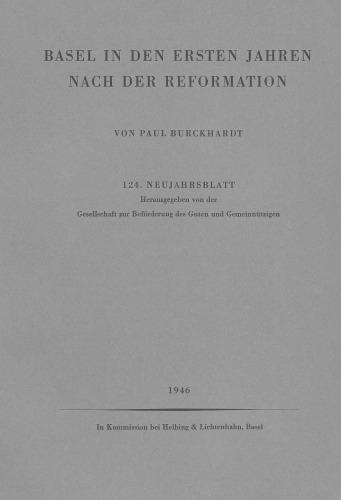 Basel in den ersten Jahren nach der Reformation