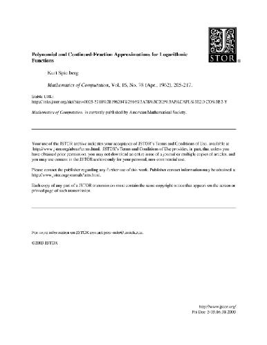 Polynomial and continued-fraction approximations for logarithmic functions