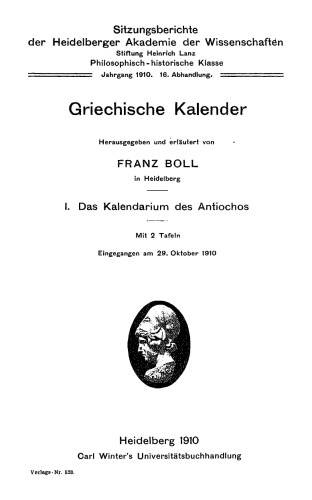 Griechische Kalender I: Das Kalendarium des Antiochos