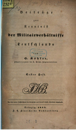 Beiträge zur Kenntnis der Militärverhältnisse Deutschlands