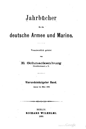 Jahrbücher für die Deutsche Armee und Marine / Januar bis März 1890