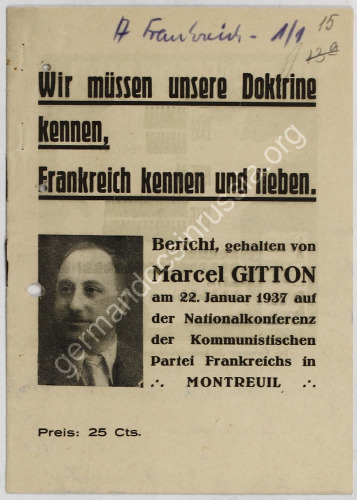 Wir müssen unsere Doktrine kennen, Frankreich kennen und lieben