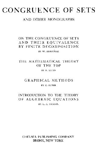 Congruence of Sets and Other Monographs