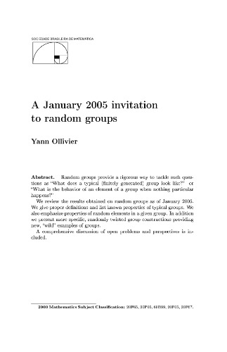 A January 2005 invitation to random groups