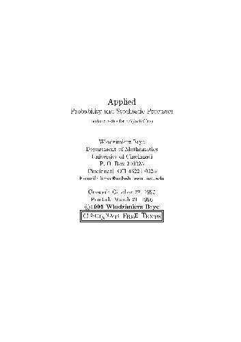 Applied Probability and Stochastic Processes