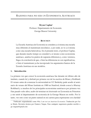 Razones para no ser un economista austríaco