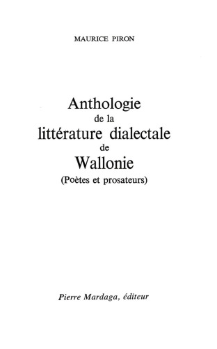 Anthologie de la littérature dialectale wallonne