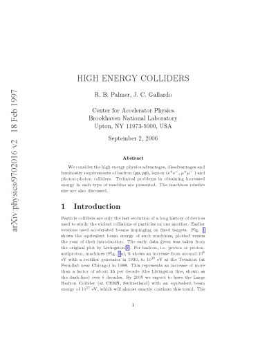High Energy Colliders