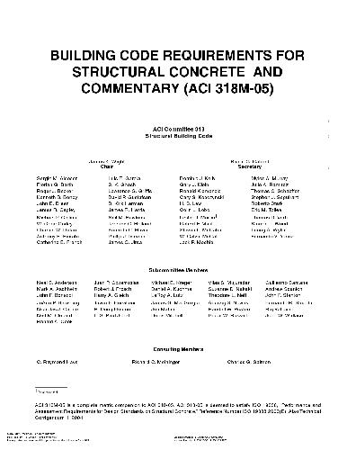 Building Code Requirements for Structural Concrete and Commentary