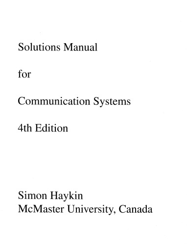 Communication Systems [solutions manual]