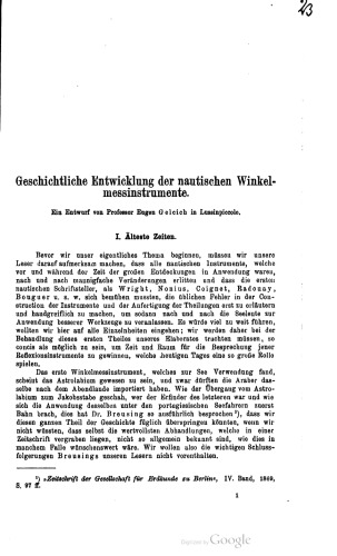 Geschichtliche Entwicklung der nautischen Winkelmessinstrumente