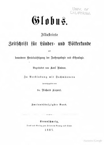 Globus. Illustrirte Zeitschrift für Länder- und Völkerkunde