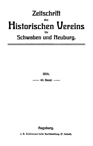 Zeitschrift des Historischen Vereins für Schwaben und Neuburg