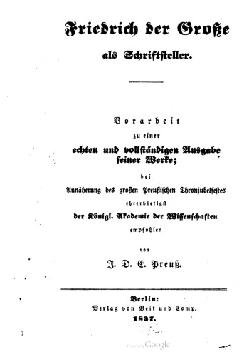 Friedrich der Große als Schriftsteller