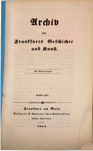 Archiv für Frankfurts Geschichte und Kunst