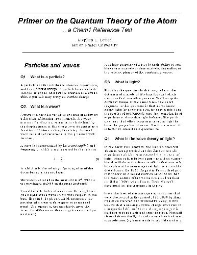 Primer on the Quantum Theory of the Atom
