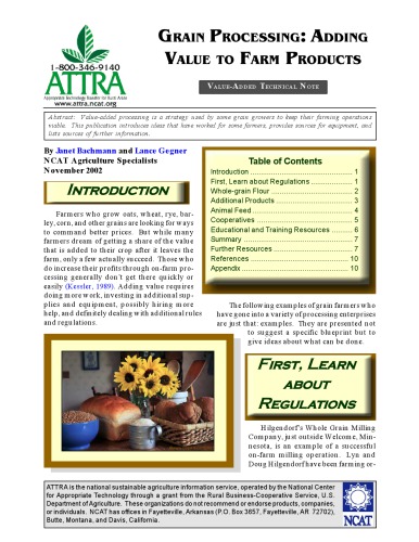 Grain processing : adding value to farm products